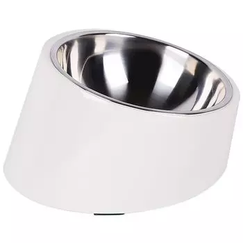 Dog Stainless Pet Food Cat 15 Degree Melamine Easy to Easy to S White DR.TREE Tableware, Steel, Bowl, Tableware, Slope, Stand, Wash, Removable, белый
