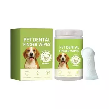 Dog Teeth Cleaning Wet Wipes, Fresh Breath For Dogs And Cats, Pet Teeth And Finger Wet Wipes, Descaling Finger Cots,5ml(50pcs) One Size