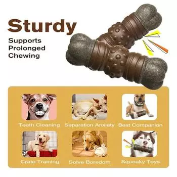 Dog Teeth Grinding Stick Toothbrush Bone Shaped Sound Making Chew Toys Pet Interactive Training Supplies