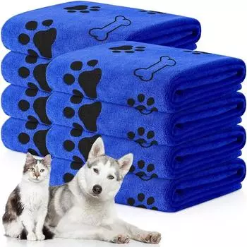 Dog Towel Drying Dog Cat Pet Towel Puppy Microfiber Quick-drying Dog Claw Bath Towel Absorbent Medium Dog Pet Bath Towel 60x100cm темно-синий