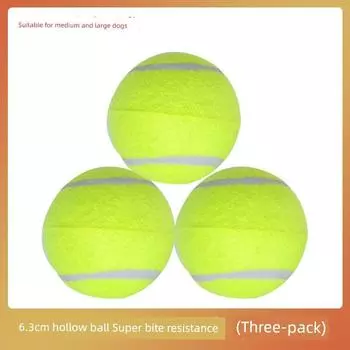 Dog Toy Ball Bite-Resistant Vocalization Pet Supplies Tennis Tooth Cleaning Relieving Stuffy Handy Gadget Self-Hi Large Dog Outdoor Dog Training High elastic tennis ball three pack [6.3cm]]