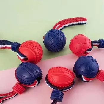 Dog Toy Ball Golden Retriever Bite-Resistant German Shepherd Malinois Training Ball Dog Training Interactive Belt Tetherball Pet Supplies Color random] Football + bone ball + tire ball