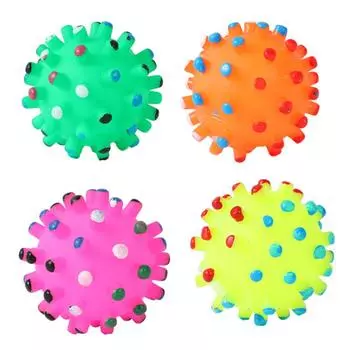 Dog toy ball sounding pet toy grinding teeth cleaning objects gnawing wear-resistant interactive training ball toy Color random 6.5cm