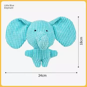 Dog Toy Bite-Resistant Molar Puppy Dog Plush Sound Self-Hi Relieving Stuffy Artifact Small Dog Pet Supplies Blue elephant (about 18cm)