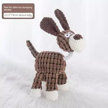 Dog Toy Bite-Resistant Molar Sound Donkey Plush Toy Teddy Bichon Small Dog Pet Supplies Self-Hi Relieving Stuffy Brown donkey
