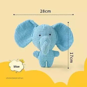 Dog Toy Bite-Resistant Molar Stuffed Sound Teddy Puppy Self-Hi Relieving Stuffy Handy Gadget Small and Medium-Sized Dogs Pet Supplies Big-eared small blue elephant