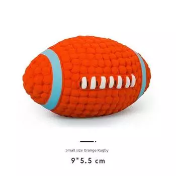 Dog Toy Bite-Resistant Vocalization Latex Interactive Ball Molar Toy Anti-Disassembly Home Vent Relieving Stuffy Handy Gadget Pet Supplies Latex Rugby-small size