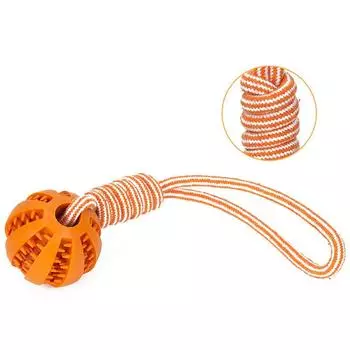 Dog Toy Interactive Ball Pull Rope Bite Resistant Training Molar Elastic Dogs Health Care Rubber Chew Leakage Balls Pet Supplies Ball 7cm синий