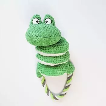 Dog Toy Interactive Sound Relieving Stuffy Pet Bite-Resistant Molar Teeth Cleaning Plush Toy Medium Small Dog Pet Supplies Roll Frog Green