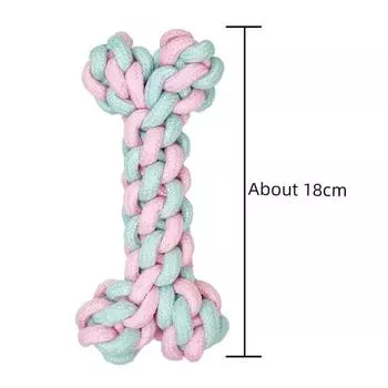 Dog Toy Molar Long Lasting Teddy Bichon Pomeranian Knot Toy Puppy Small Size Dogs Dog Chewing Rope Pet Supplies Bicolor bone