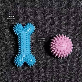 Dog Toy Rubber Bone Bite-Resistant Teether Stick Teddy Bichon Bomei Tooth Cleaning Toy Dog Teether Pet Supplies Spiny Two-piece set [Double Dental Fun Doubles]]