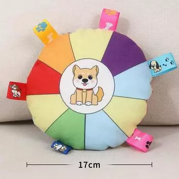 Dog Toy Self-Hi Relieving Stuffy Handy Gadget Bite-Resistant Molar Sound Frisbee Puppy Pet Supplies Stuffed Flat Ball Toy Puppy flat ball [diameter 17cm]]