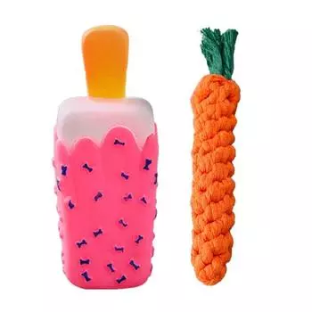 Dog Toy Silent Bite Rope Molar Teddy Bichon Bomei Golden Retriever Puppy Self-Hi Relieving Stuffy Artifact Pet Supplies Voice Ice Cream + Carrot