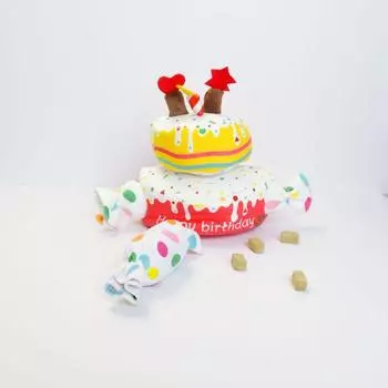 Dog Toy Sound Cake Hidden Food Self-Hi Relieving Stuffy Artifact Teddy Bichon Bite-Resistant Medium Small Dog Pet Supplies Image color