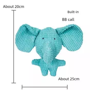 Dog Toy Sound Grinding Self-Hi Relieving Stuffy Handy Gadget Bite-Resistant Pet Supplies Teddy Bichon Corgi Small and Medium-Sized Dogs Blue elephant (ear paper)