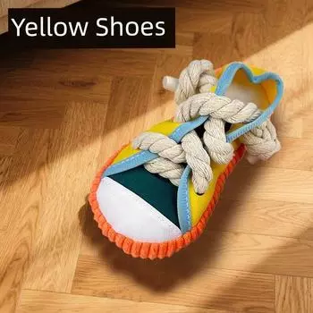 Dog Toy Sound Slippers Molar Interactive Accompany Cotton String Bite-Resistant Consume Physical Strength Small and Medium-Sized Dogs Pet Supplies [Single Pack] Locke Yellow (Molar Bite Resistance)