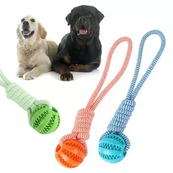 Dog toys, hand pull food leakage ball, teeth grinding, bite resistant cotton rope, interactive pet teeth cleaning toys S оранжевый