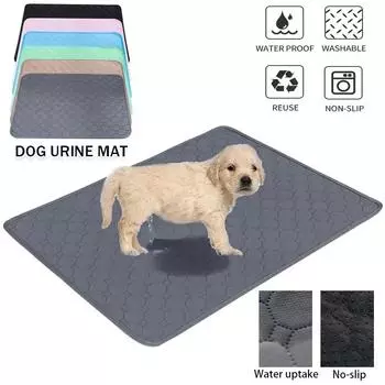 Dog Urine Pads Washable Reusable Anti Slip Pet Pee Pad Puppy Training Pad Pet Bed Urine Mat for Car Seat Cover Pet Supplies 50x35cm серый