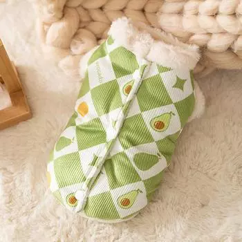 Dog vest, warm in autumn and winter, plush small dog Bichon bipeg, New Year s greeting, thickened corduroy pet clothes XS (recommended weight 1-1.5kg)