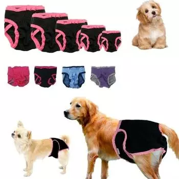 Физиологические штаны для собак, которые можно стирать, нижнее белье для домашних животных, подгузники для собак, гигиенические трусы для собак XL чёрный