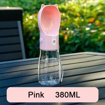 Dog Water Bottle Portable Drinking Bowl For Small Large Dogs Cats Cute Puppy Kitten Drinker Travel Yorkshire Pug Pet Supplies 380ML серый