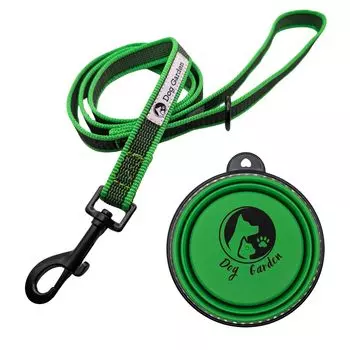 DogGarden Силиконовый набор поводков для мисок для воды Ширина поводка и (Зеленый, 2,0 см) зелёный