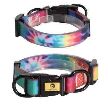 DogGarden водонепроницаемый ошейник L окружность шеи толщина ширина для маленьких и средних собак легкий ПВХ для водных игр Tie Dye 30~47 см 2.0 см