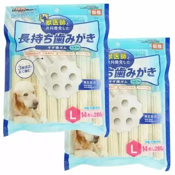 Doggyman Dog Treats Whitedent Toothpaste Jagged Stick Gum L Size Long-lasting (x 28) (Bulk Purchase)