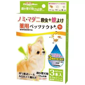Doggyman Medicated Pets Tect 3 флакона для собак + ультрамаленький