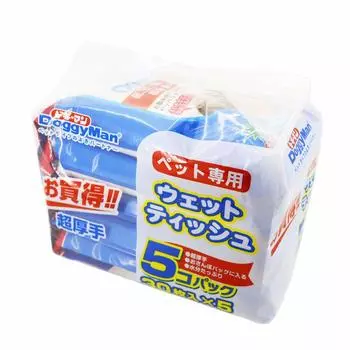 Doggyman pet wet tissues 30 sheets 5 pack 30 sheets x 5 pack