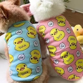 Dogs Vest Puppy Cat T-Shirt Summer Pet Clothes Duck Pattern Dog Pullover Shirt Casual Vest for Small Dogs Cats York Pug Costume XS синий