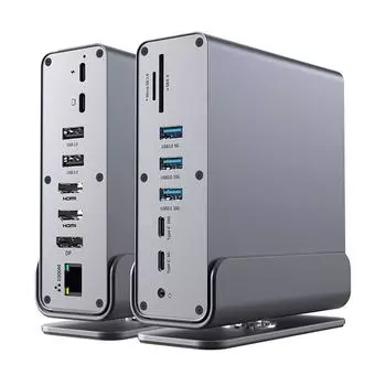 Док-станция 15 в 1 USB-C Multi HUB PD 100 Вт Адаптер USB C Hub HD 4K @ 60 Гц Быстрое зарядное устройство Мобильное USB-зарядное устройство для MacBook Air Pro