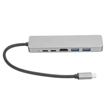 Док-станция 6 в 1 TypeC для мультимедийного интерфейса высокой четкости 87WPd RJ45 USB3.1 4K Док-станция