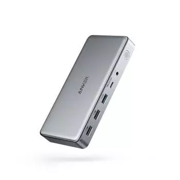 Док-станция Anker 563 USB-C (10-в-1) Макс. выходная мощность 100 Вт Функция MST Тройной монитор USB PD Совместимость с M1 MacBook 4K Порт HDMI Display Por