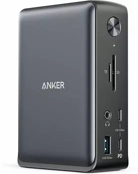 Док-станция Anker PowerExpand Dock Выходная мощность 85 Вт Совместимость с 4K Порт HDMI Порт Ethernet 1 Гбит/с Аудиоразъем Слот для карты памяти MicroSD SD 13-в-1 USB-C 3,5 мм серый
