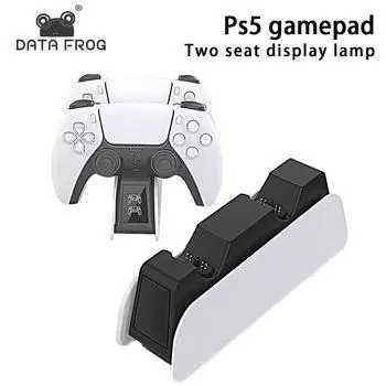 Док-станция для быстрой зарядки DATA FROG для PS5, светодиодное зарядное устройство с двойным беспроводным контроллером и зарядным кабелем Type-C для геймпада Playstation 5, джойстика