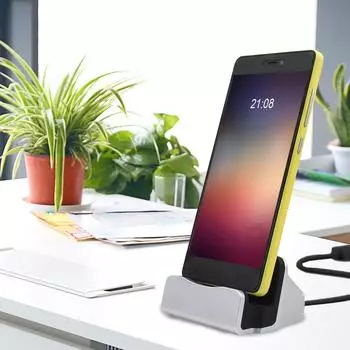 Док-станция для телефона, подставка для зарядки, подставка, совместимая с держателем USB-кабеля типа C чёрный