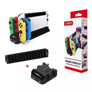 Док-станция для зарядки игрового контроллера, 13 держателей карт для Nintendo Switch/OLED 24.3*5.6cm чёрный