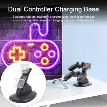 Док-станция для зарядки игрового контроллера, двойная база, микро-USB, светодиодный индикатор быстрой зарядки, безопасный, противоскользящий, аксессуары для видеоигр, зарядное устройство для геймпада