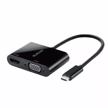 Док-станция ELECOM USB-C HDMI Conversion TYPE-C - HDMI и VGA (D-sub15 штырьковый) Адаптер-переходник черный [Проверенная совместимость с iPhone 16 Series]