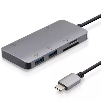 Док-станция ELECOM USB Type-C Hub 6-в-1 DST-C12SVEC 100 Вт PD-совместимый USB3.1 Type-C x 1 порт USB3.0-A x 2 порта 4K-совместимый HDMI x 1 порт SDmi