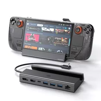 Док-станция KIWIHOME для Steam Deck Hub PD100W, быстрая зарядка, 1000M Ethernet-порты, сенсорное управление, высокоскоростная передача данных, компактный корпус из алюминиевого сплава