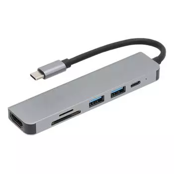 Док-станция многофункциональная 6 в 1 алюминиевый сплав USB док-станция расширения для канала Type C