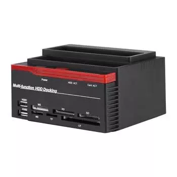 Док-станция с двумя отсеками 2,5 3,5 SATA и IDE HDD, док-станция USB2.0, концентратор, кард-ридер