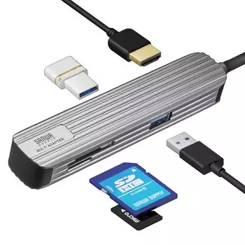 Док-станция Sanwa Direct HDMI 4K SD x 2 Bus Power Type-C / microSD/Type-A 400-HUBC10GM