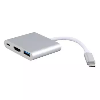 Док-станция USB C 3 в 1 из алюминиевого сплава 4K HD 5 Гбит/с Передача 60 Вт PD Power USB C Hub для телевизора