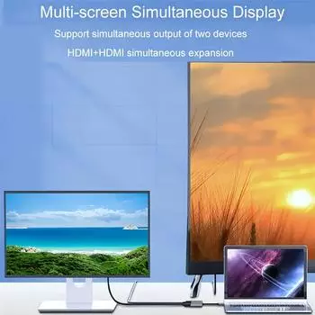 Док-станция USB C 4-в-1, двойной HDMI-адаптер USB 3.0 HUB Type C на HDMI USB C HUB, разветвитель-адаптер OTG для ПК, ноутбука Macbook