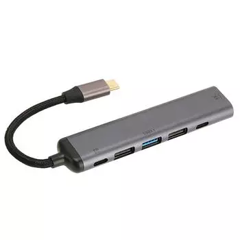Док-станция USB C 7 в 1 с плетеным проводом 100 Вт с поддержкой 4K Многофункциональный концентратор USB C для ноутбука