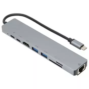 Док-станция USB C 8 в 1 Многофункциональная док-станция USB Type C на RJ45 USB3.0 USB C HD с мультимедийным интерфейсом
