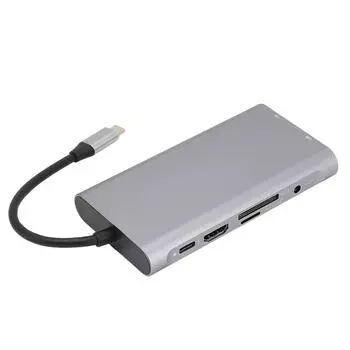 Док-станция USB C Hub 10 в 1 4K Интерфейс PD Порт зарядки 3 USB порта Многофункциональный концентратор
